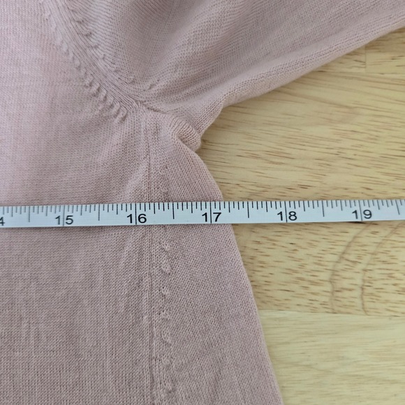 J. Crew Pink Lace Front 3/4 Sleeve Knit Sweater Top Women's Medium - Picture 4 of 8